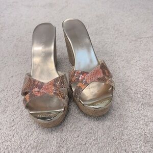 Jimmy Choo lizard print wedges. EUC. Very little signs of wear.